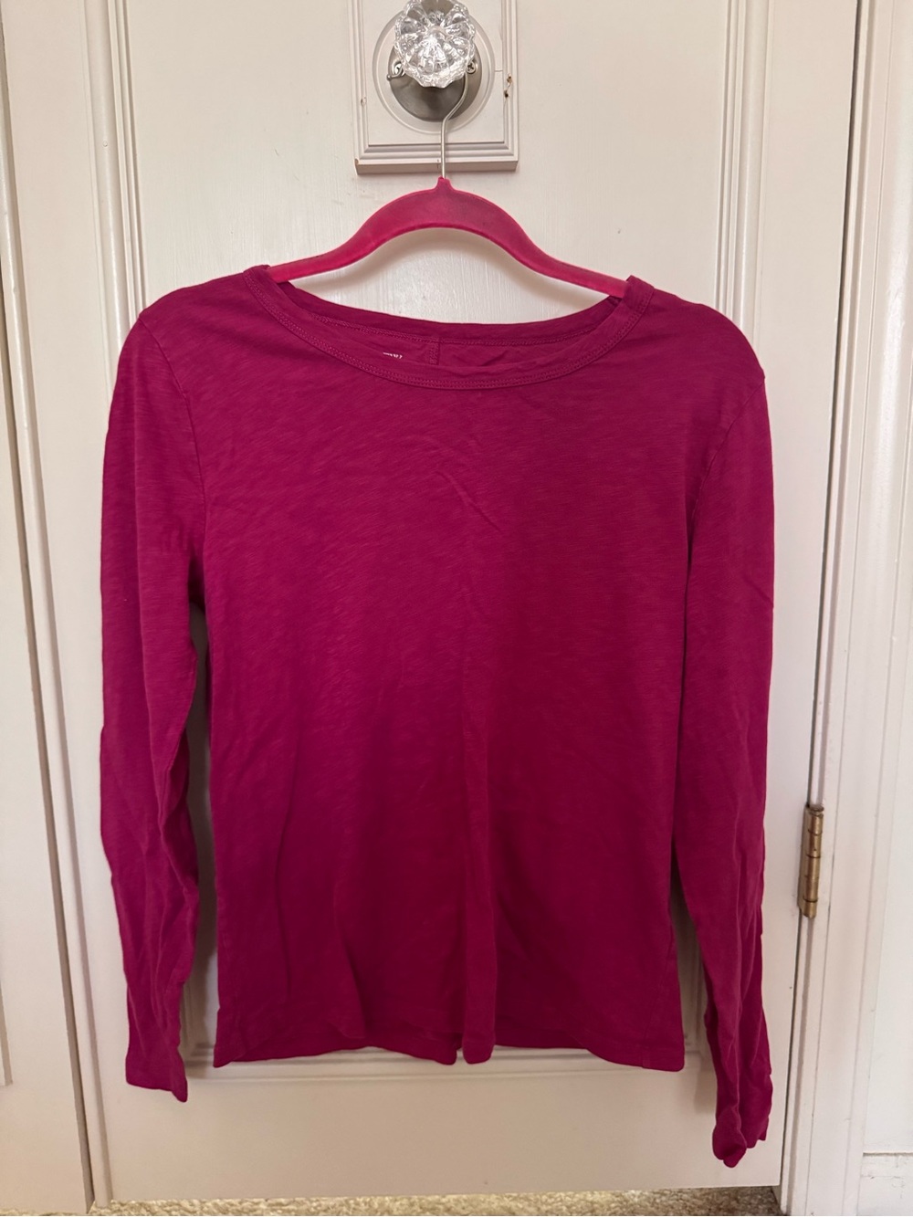 Jcrew Women's Long-Sleeve Crewneck Top - Magenta